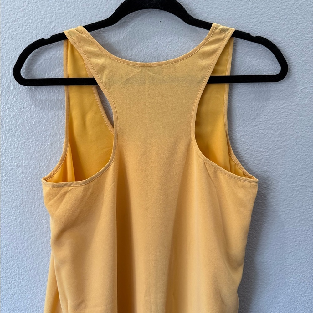 100% Silk High-Low Racerback Dress Yellow Size 6 Spring 2014 Flowing Layered - Picture 6 of 11